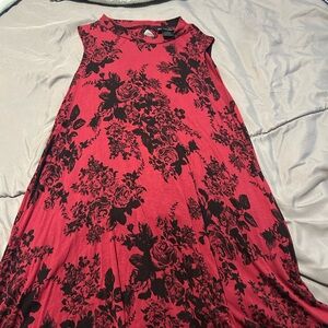 See You Monday Red and Black Floral Dress